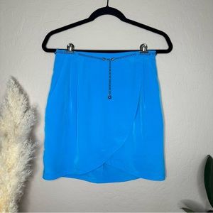 H&M Blue Tulip Mini Skirt with Corded Belt and Pockets, size 6